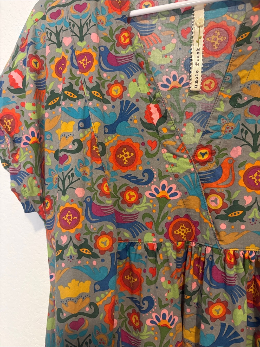 “La Paloma" Babydoll mini Dress by Uncle Frank Floral Short Sleeve size medium - Picture 4 of 5